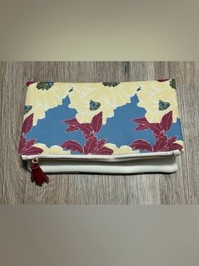 Rachel Pally - Floral/Cream Fold-Over Reversible Clutch with Tassel